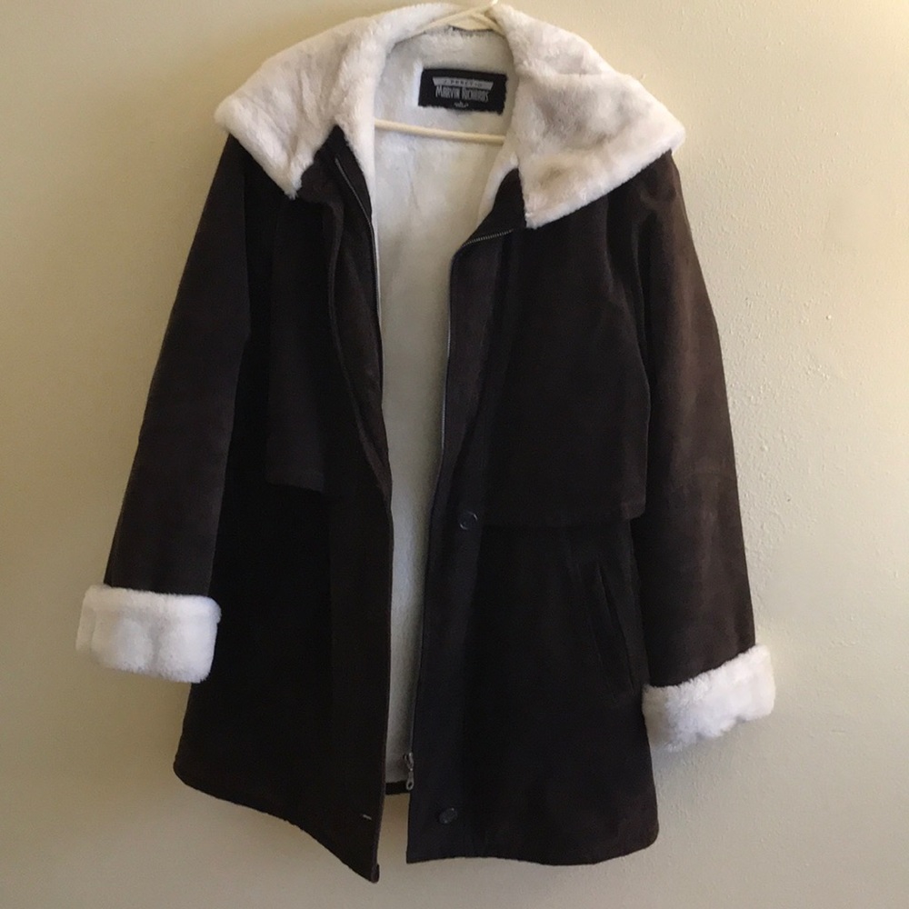 Brown suede winter coat